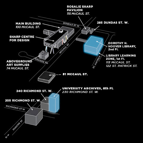 Map of OCADU campus