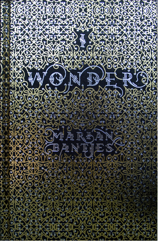 book cover with gold detailing and the words I wonder On the front