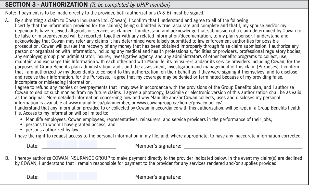 Authorization form