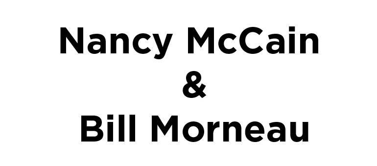 Nancy McCain and Bill Morneau's name written in black bold font with white background