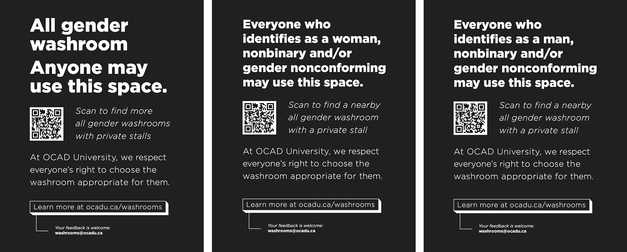 Images of the inclusive washroom signage. 