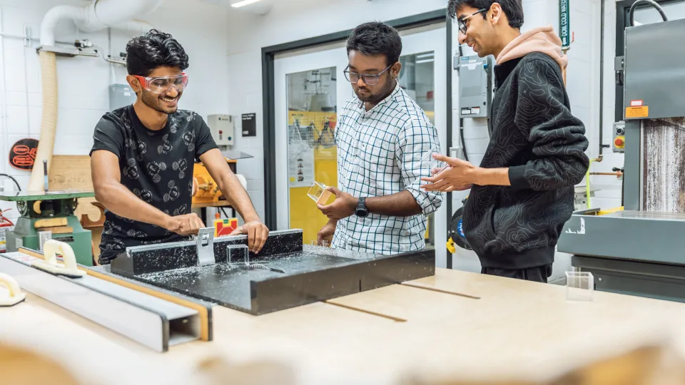 Students in woodshop