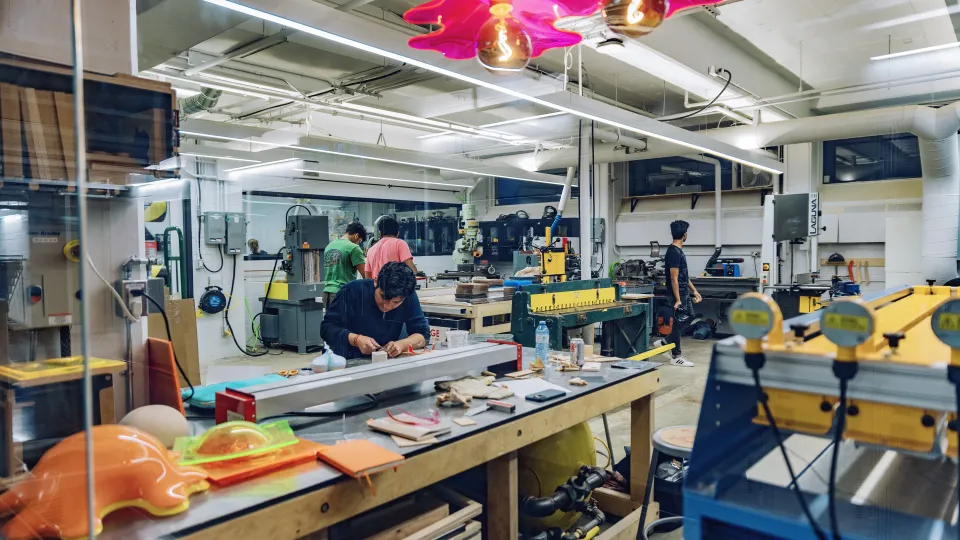 Students working in the studio