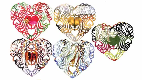 5 heart shapes created using hearts