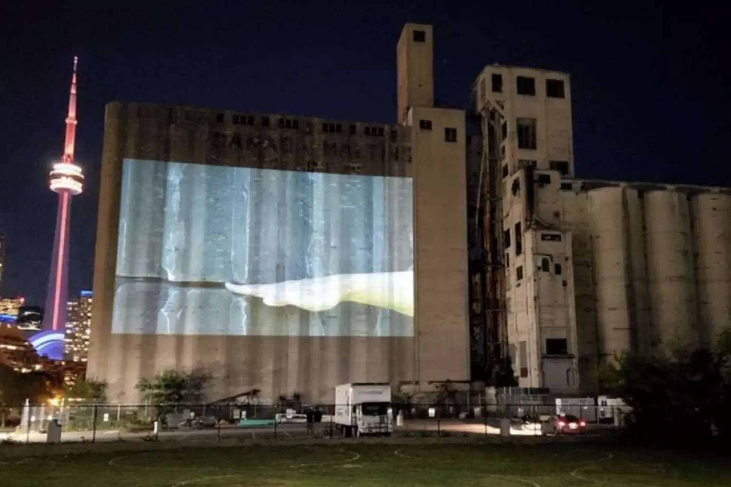 Projection on a concrete building 