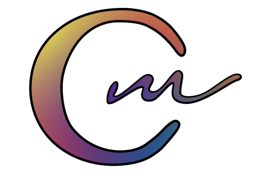 A stylized letter "C" followed by a squiggle