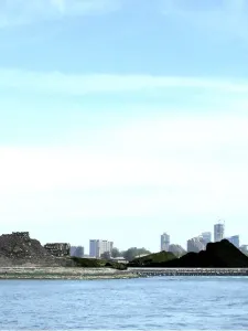 New York skyline with staue of liberty in negative space