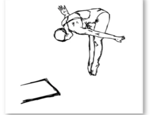 B&W drawing of a person jump off springboard