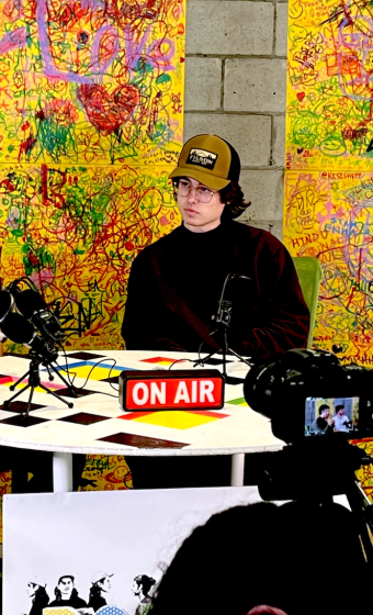 Students on the air recording