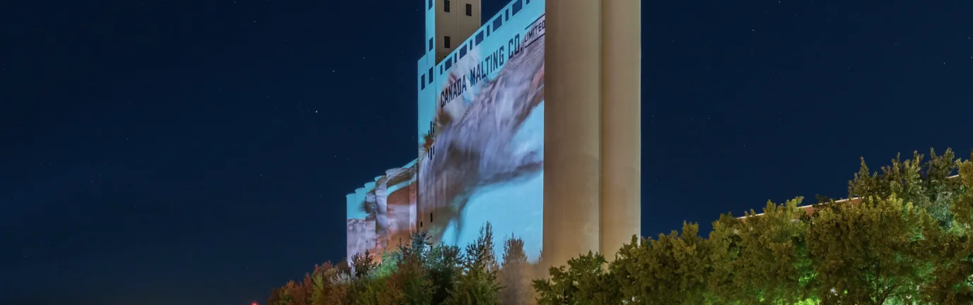 Projection on a concrete building 