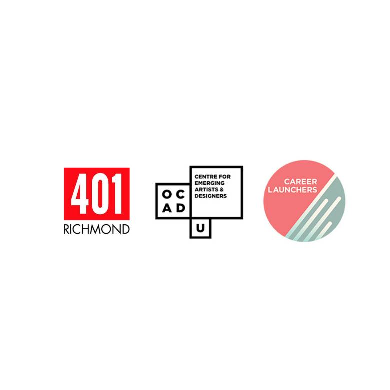 white background with 401 Richmond, OCAD U CEAD, Career Launchers logo.