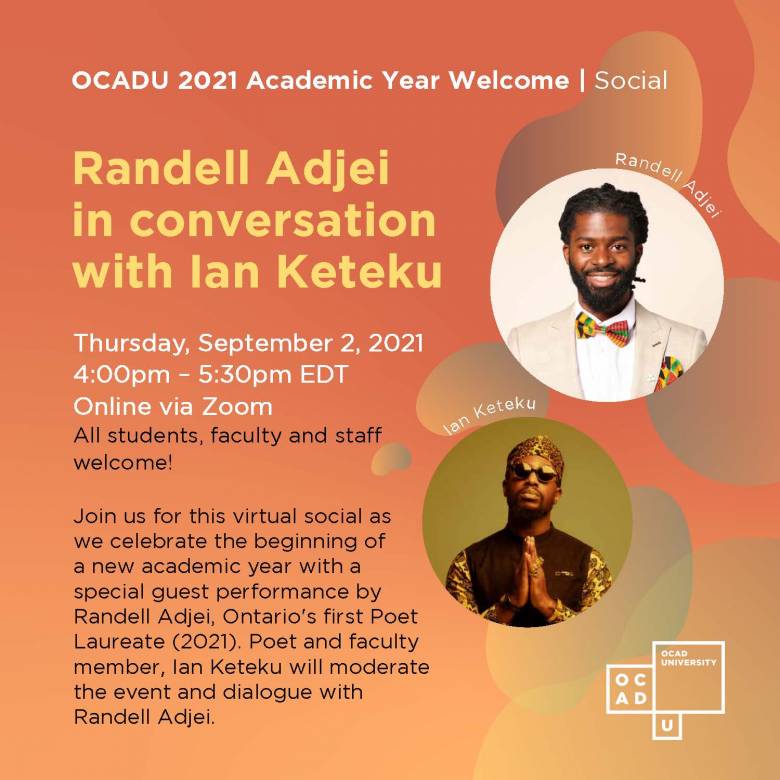 Event poster for Randell Adjei in coversation with Ian Keteku - September 2 2021