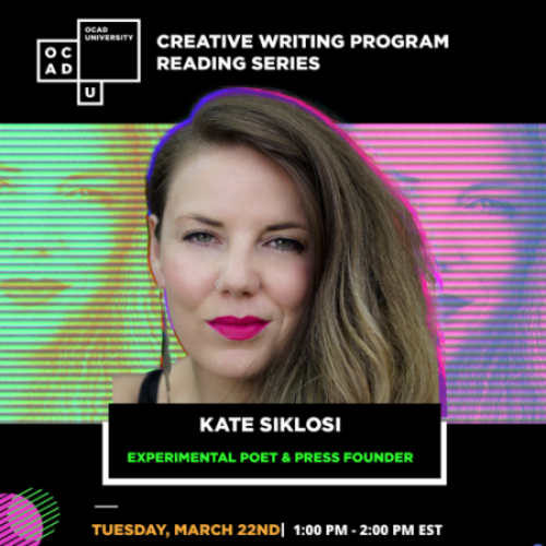 Creative Writing Program Speaker Series, Kate Siklosi + Graphic