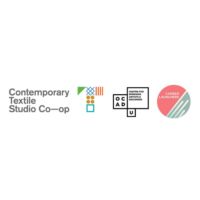 white background with Contemporary Textile Studio, OCAD U CEAD, and Career Launchers logo.