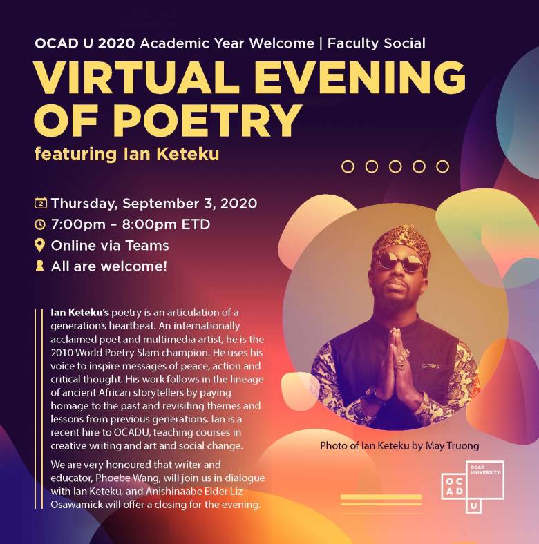 Poster for virtual evening of poetry event