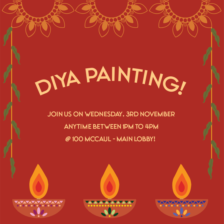 Diya Painting! Join us Wednesday, 3 November anytime between 1 and 4 pm