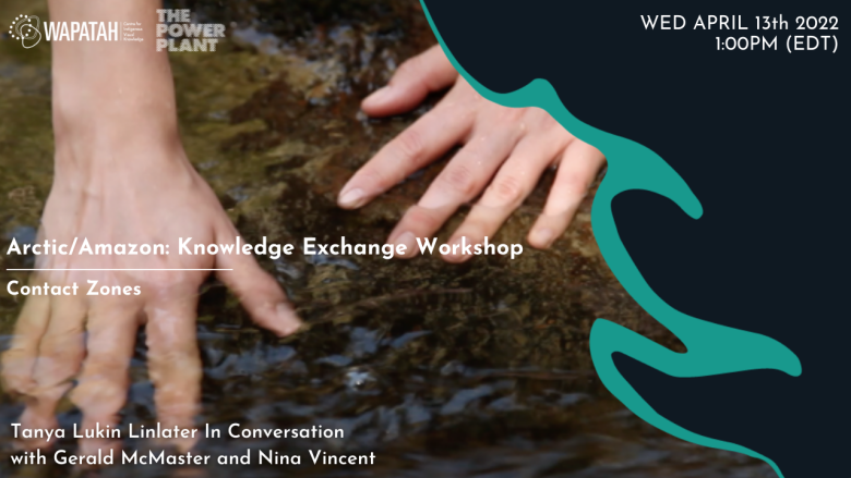 Event poster featuring white text over a photograph of a hand immersed in natural water