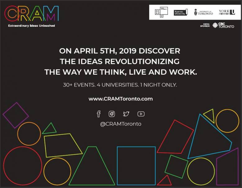 CRAM festival poster with dates and times
