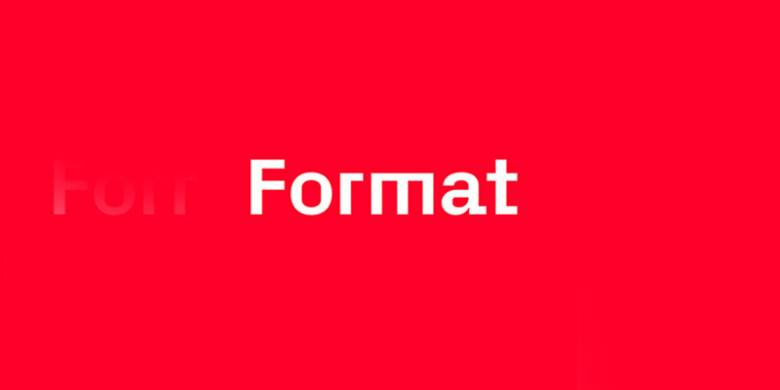 Format logo in white against red background