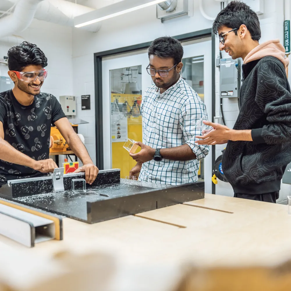 Students working in the woodshop