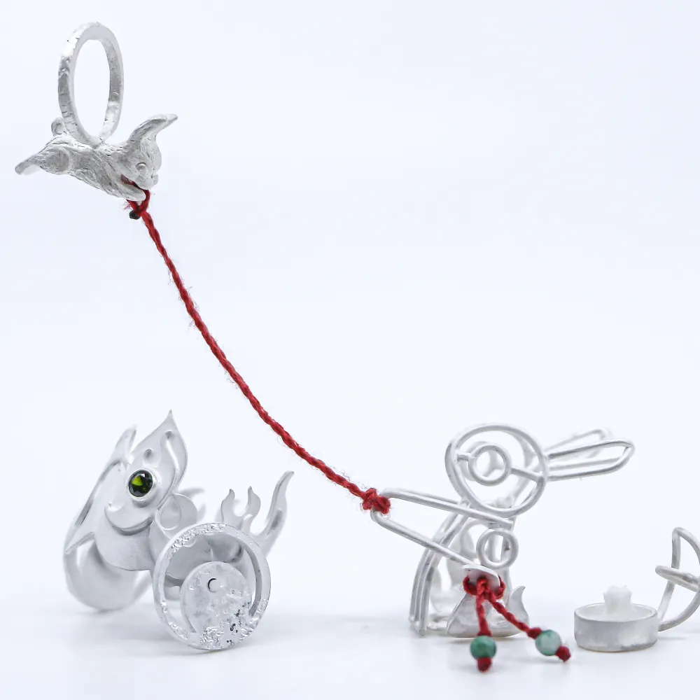 Jewellery created with silver in the shape of a rabbit