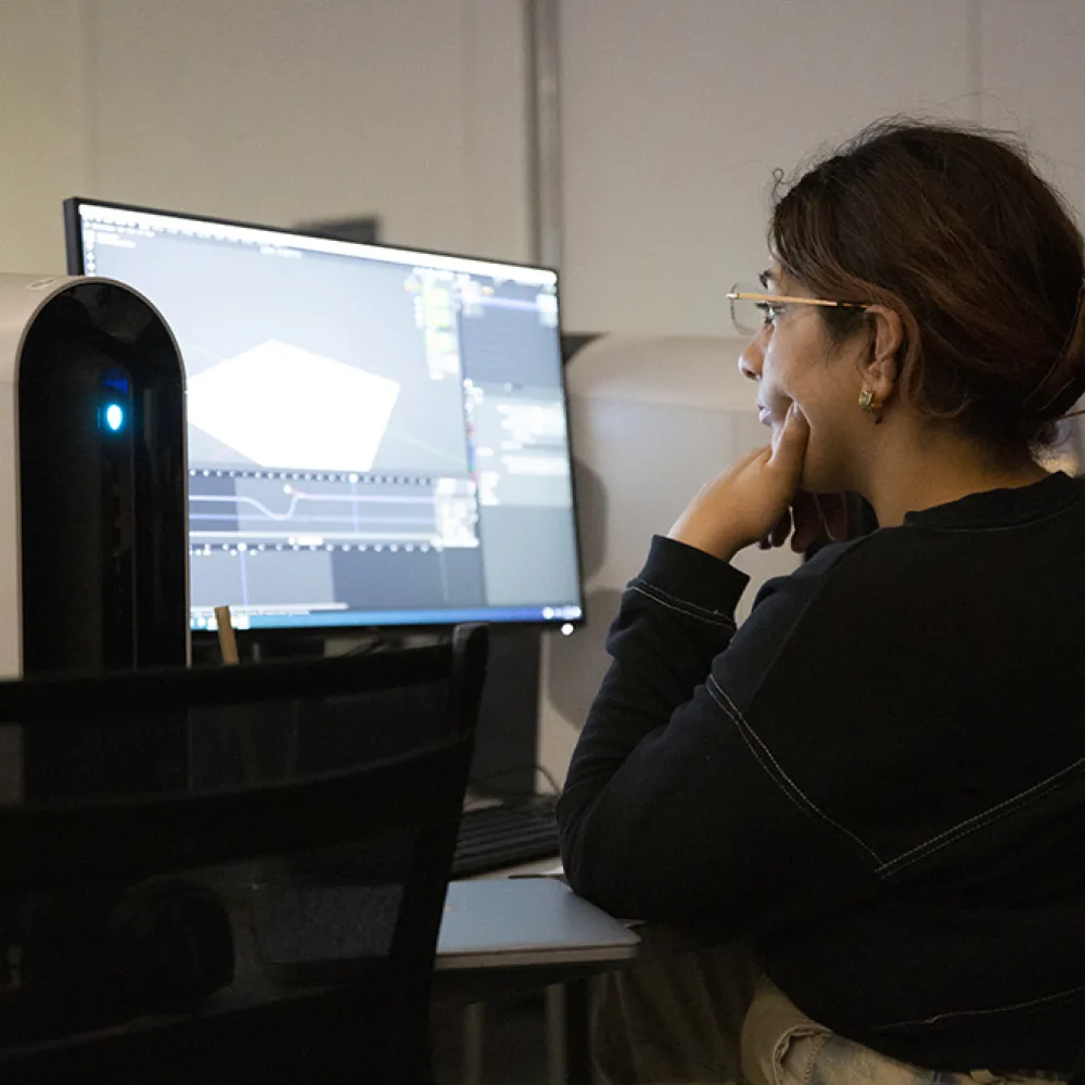 Student working at a computer