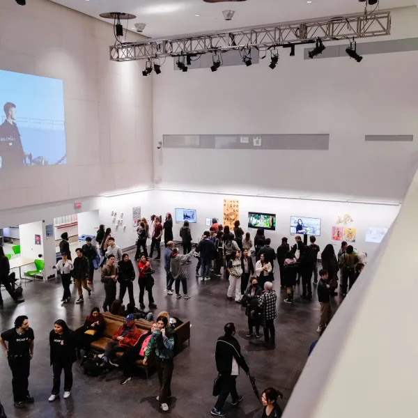 Great hall with an exhibition