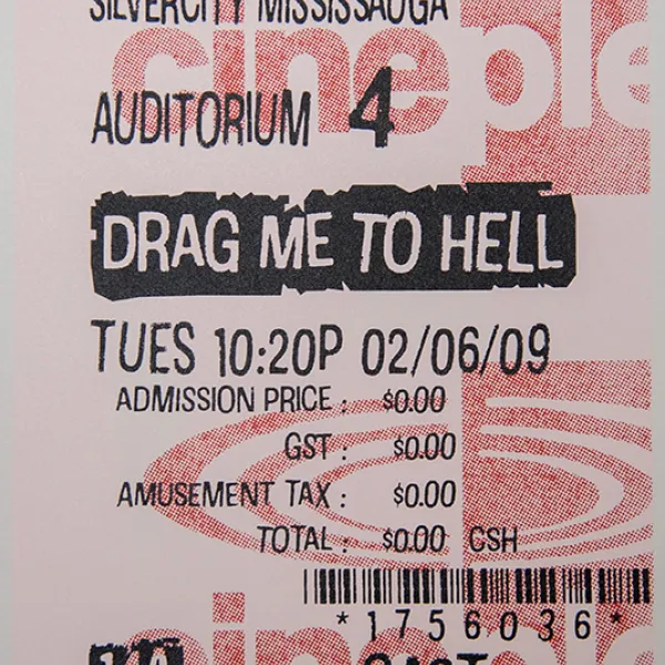 Image of screen printed movie ticket