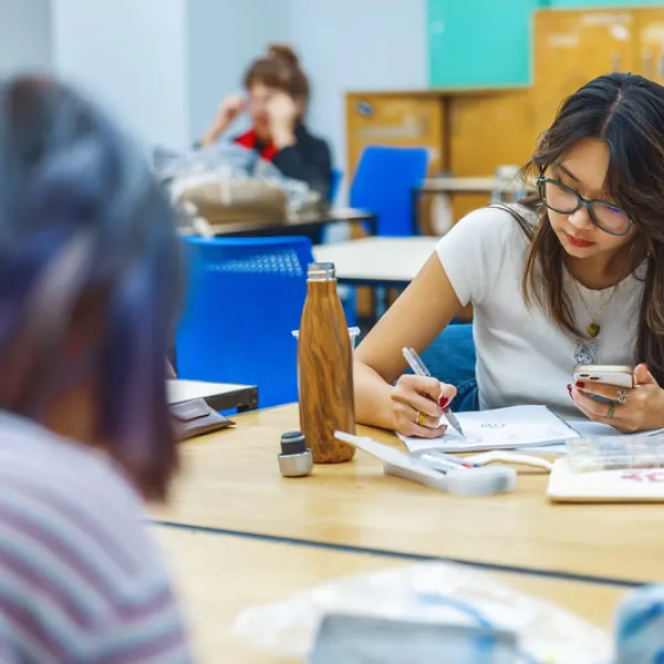 Students working in open studio