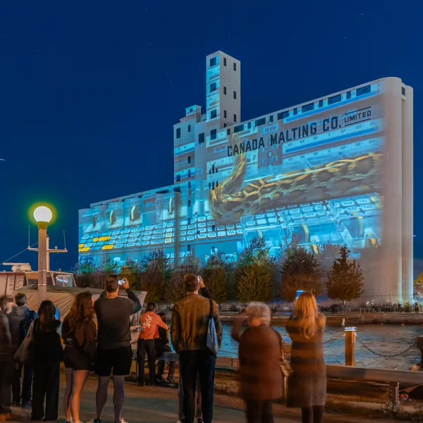 Projection on a concrete building 