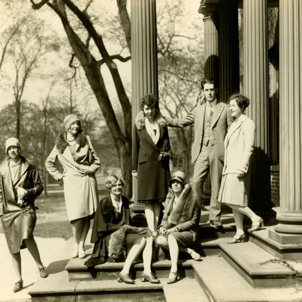 People standing outside the George Reid house